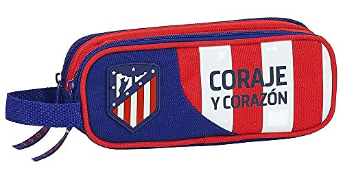 Safta 812045513 Estuche portatodo Doble 2 Cremalleras Escolar Atlético de Madrid