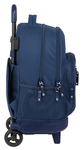 Safta Mochila Escolar con Carro Incluido y Espalda Acolchada de Munich Spike, 330x220x450 mm, Azul Marino