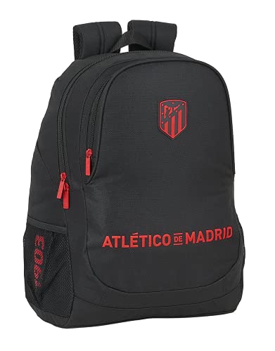 Safta Mochila Escolar de Atlético de Madrid Corporativa, 320x160x440 mm, Negro