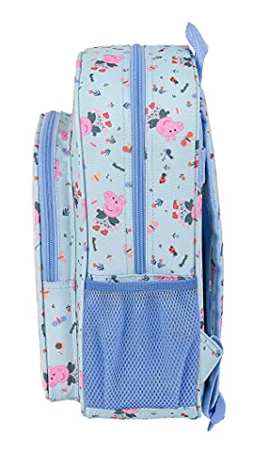 Safta Mochila Escolar Infantil Animada de Peppa Pig Urban Farmer, 260x110x340 mm, Azul Claro/Multicolor