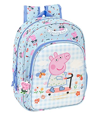 Safta Mochila Escolar Infantil Animada de Peppa Pig Urban Farmer, 260x110x340 mm, Azul Claro/Multicolor