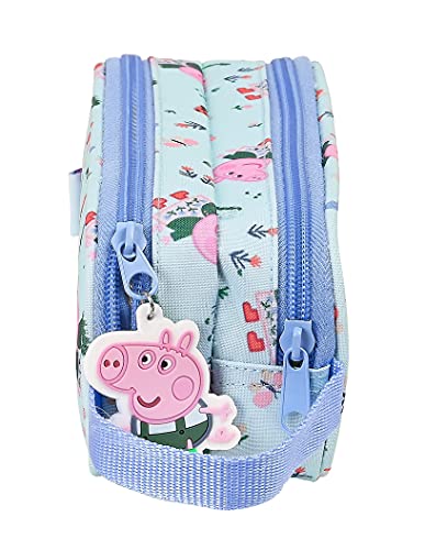 Safta Portatodo Doble de Peppa Pig Urban Farmer, 210x60x80 mm, Azul Claro/Multicolor