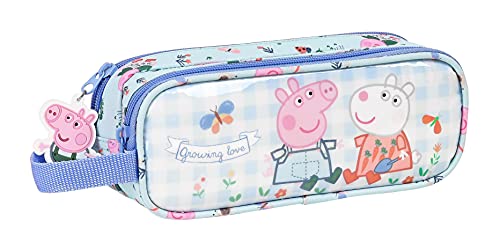 Safta Portatodo Doble de Peppa Pig Urban Farmer, 210x60x80 mm, Azul Claro/Multicolor