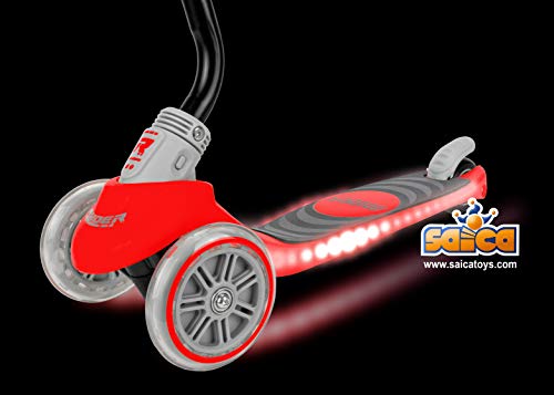 Saica Patinete 3 Ruedas Ryder Neo Led Rojo, Color, Mediano (1)