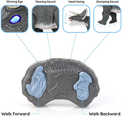 SainSmart Jr.Dinosaurios de Control Remoto, RC Juguetes Eléctrico, Dinosaurios Realistas con Caminar, OjosBrillantes, Rugir, Rociar, para Niños y Niñas 4+ Años