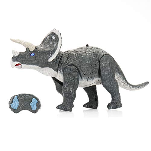 SainSmart Jr.Dinosaurios de Control Remoto, RC Juguetes Eléctrico, Dinosaurios Realistas con Caminar, OjosBrillantes, Rugir, Rociar, para Niños y Niñas 4+ Años