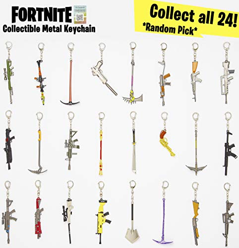 Sambro-Llavero Fortnite 3D, armas de metal, para coleccionar e intercambiar, aprox. 12 cm, colores surtidos carbón (PMI-3761-AS)