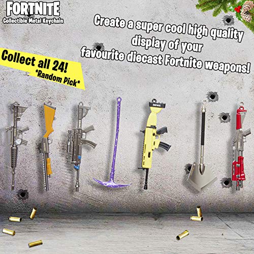 Sambro-Llavero Fortnite 3D, armas de metal, para coleccionar e intercambiar, aprox. 12 cm, colores surtidos carbón (PMI-3761-AS)