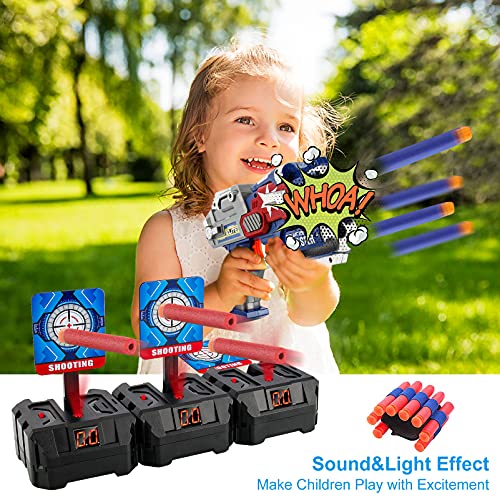 Samione Objetivo de Tiro Eléctrico Pistola para Nerf Restablecimiento Automático y Efectos Inteligentes de Sonido y Luz, con 1 Pistola, 20 Dardos de Espuma,Juego de Disparos Juguetes, Regalos niños