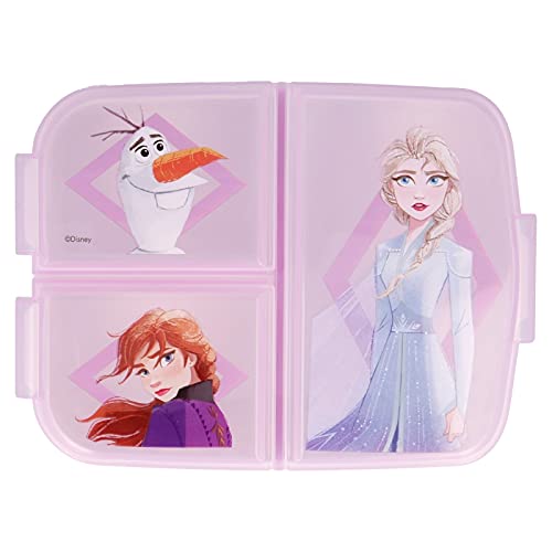 Sandwichera con 3 Compartimentos para niños - lonchera Infantil - Porta merienda - Fiambrera Decorada- bolsa porta alimentos-sandwichera escolar. (Pack Frozen)