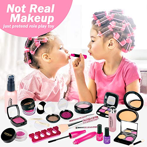 Sanlebi 22 Piezas Set de Maquillaje Falso para Niñas, Maletin Maquillaje Niñas, Juego de rol Regalo de Princesa para Niñas 3 Años (No es Maquillaje Real)