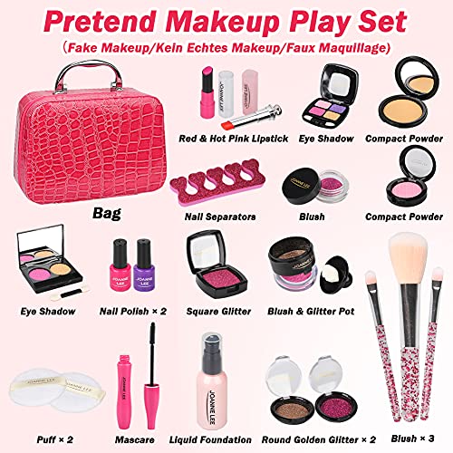 Sanlebi 22 Piezas Set de Maquillaje Falso para Niñas, Maletin Maquillaje Niñas, Juego de rol Regalo de Princesa para Niñas 3 Años (No es Maquillaje Real)