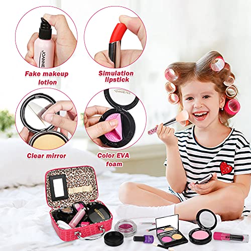 Sanlebi 22 Piezas Set de Maquillaje Falso para Niñas, Maletin Maquillaje Niñas, Juego de rol Regalo de Princesa para Niñas 3 Años (No es Maquillaje Real)