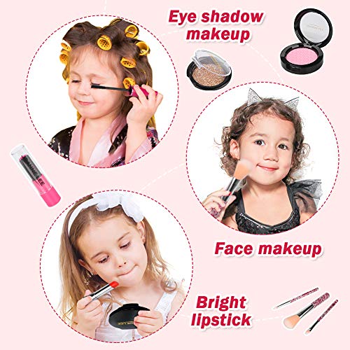 Sanlebi 22 Piezas Set de Maquillaje Falso para Niñas, Maletin Maquillaje Niñas, Juego de rol Regalo de Princesa para Niñas 3 Años (No es Maquillaje Real)