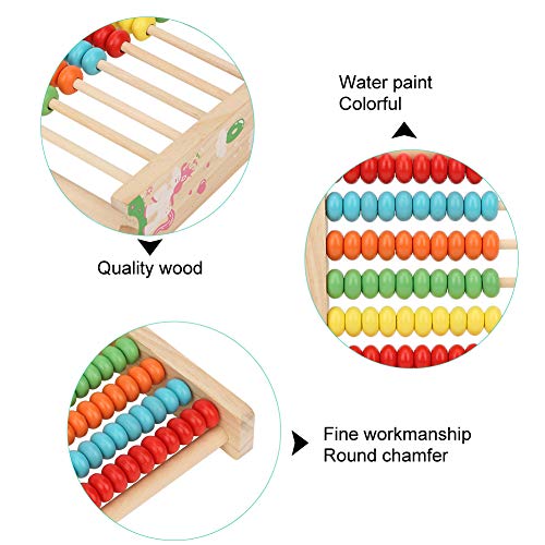 Sanpyl Juguete Educativo, ábaco para niños, promoción temprana de conteo para niñas y niños(Pine Colorful Calculation Frame)