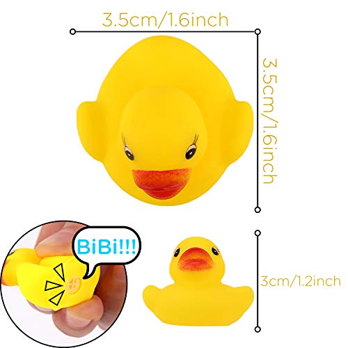 SAVITA 50 Piezas Pato De Goma Juguete De Baño para Niños Flotador y Chirrido Mini Patos Amarillos Juguetes De Bañera para Ducha / Cumpleaños / Suministros para Fiestas