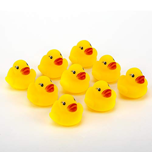 SAVITA 50 Piezas Pato De Goma Juguete De Baño para Niños Flotador y Chirrido Mini Patos Amarillos Juguetes De Bañera para Ducha / Cumpleaños / Suministros para Fiestas