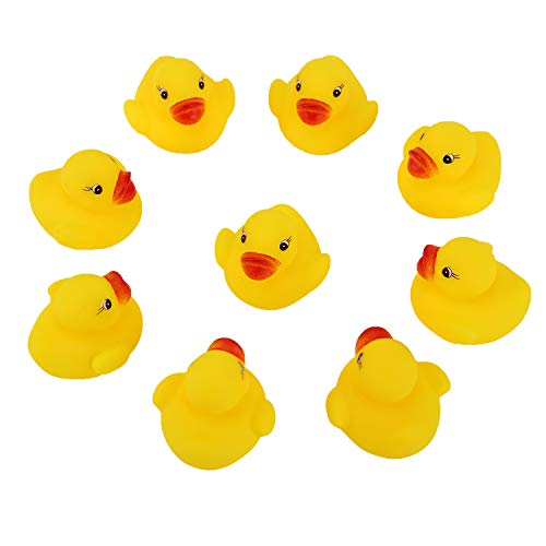 SAVITA 50 Piezas Pato De Goma Juguete De Baño para Niños Flotador y Chirrido Mini Patos Amarillos Juguetes De Bañera para Ducha / Cumpleaños / Suministros para Fiestas