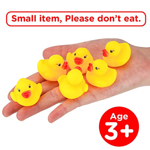 SAVITA 50 Piezas Pato De Goma Juguete De Baño para Niños Flotador y Chirrido Mini Patos Amarillos Juguetes De Bañera para Ducha / Cumpleaños / Suministros para Fiestas