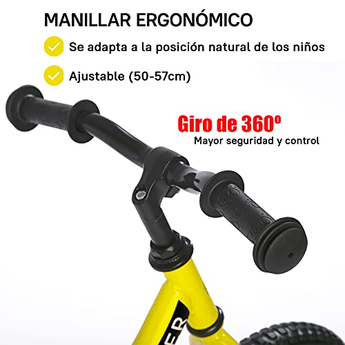 Sawyer - Bicicleta Sin Pedales Ultraligera - Niños 2, 3, 4 y 5 años (Amarillo)