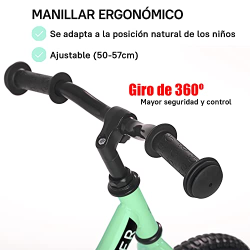 Sawyer - Bicicleta Sin Pedales Ultraligera - Niños 2, 3, 4 y 5 años (Mint)