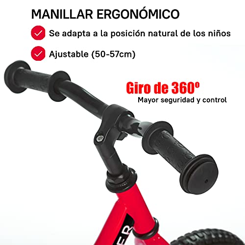 Sawyer - Bicicleta Sin Pedales Ultraligera - Niños 2, 3, 4 y 5 años (Rojo)