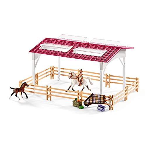 Schleich 42344 Horse Club Play Set - establo de equitación con Jinete y Caballos, Juguetes a Partir de 5 años