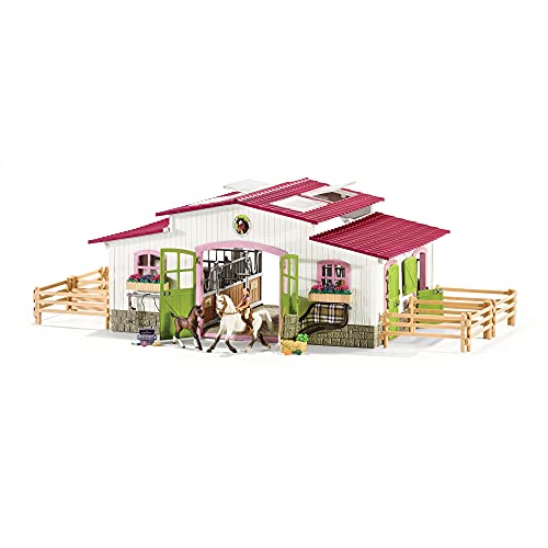 Schleich 42344 Horse Club Play Set - establo de equitación con Jinete y Caballos, Juguetes a Partir de 5 años