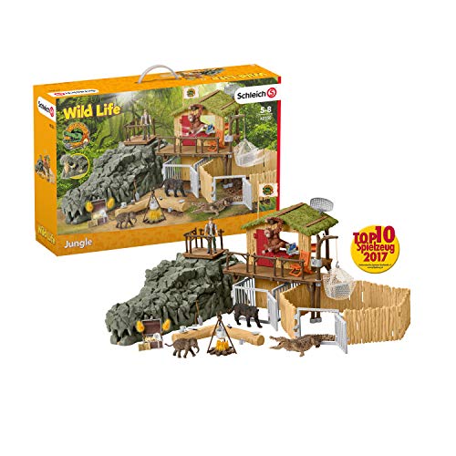 Schleich 42350 Wild Life Play Set - Estación de Investigación de la Jungla Croco, juguetes a partir de 3 años