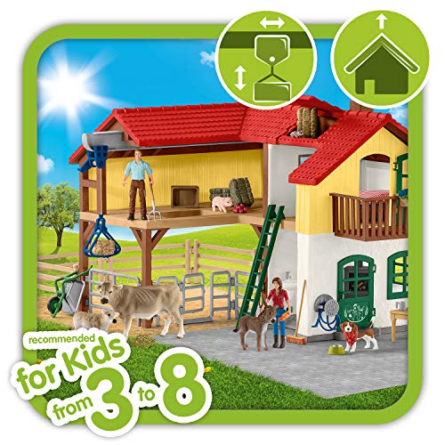 Schleich 42407 Farm World play set - granja con establo y animales, juguetes a partir de 3 años