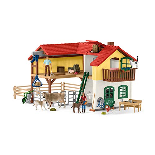 Schleich 42407 Farm World play set - granja con establo y animales, juguetes a partir de 3 años