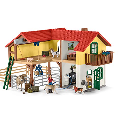 Schleich 42407 Farm World play set - granja con establo y animales, juguetes a partir de 3 años