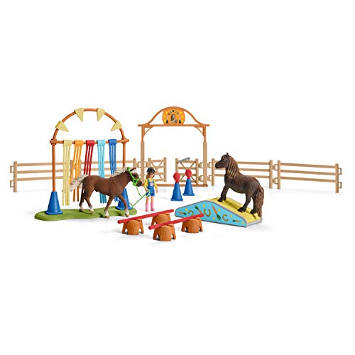 Schleich 42481 Farm World play set - entrenamiento de agilidad de ponis, juguetes a partir de 3 años