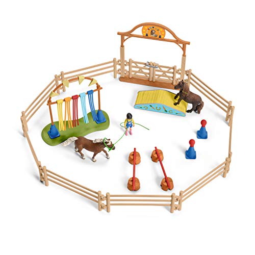 Schleich 42481 Farm World play set - entrenamiento de agilidad de ponis, juguetes a partir de 3 años