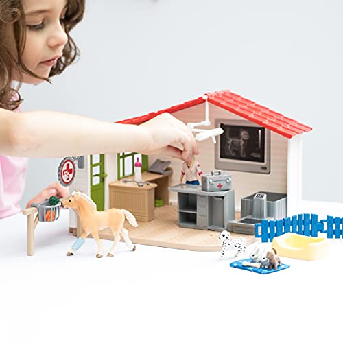 Schleich 42502 Farm World Play Set - Clínica veterinaria con mascotas, juguetes a partir de 3 años