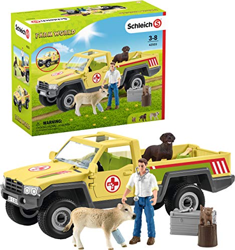 Schleich 42503 Farm World Play Set - Visita del veterinario de la granja, juguetes a partir de 3 años