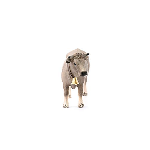 Schleich- Figura de Vaca Braunvieh con Cencerro, Color Marrón, 7,8 cm