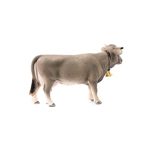 Schleich- Figura de Vaca Braunvieh con Cencerro, Color Marrón, 7,8 cm