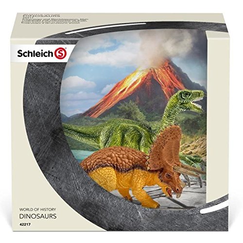 Schleich - Set 2 figuras dinosaurios. Triceratops y Therizinosaurus