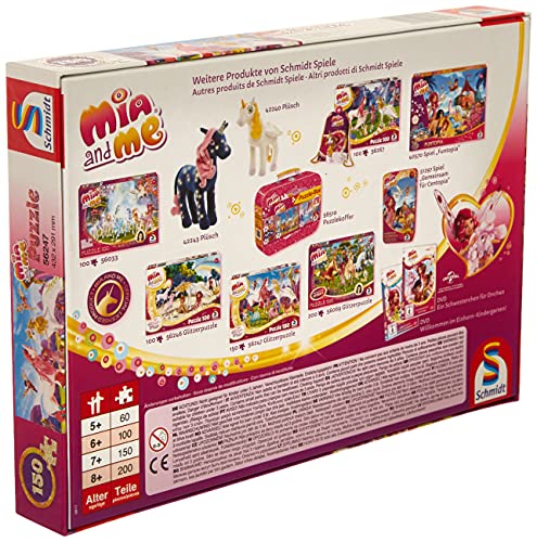 Schmidt Spiele- MIA and Me MIA & Me Puzle de Purpurina con diseño de Unicornios de Poni, 150 Piezas, Color carbón (56247)