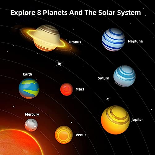 Science Can Kit de modelo de sistema solar con 8 planetas pintados, proyector de planetario, una exploración de planetas, juguetes de tallo regalo para niños y adolescentes, niñas y niños