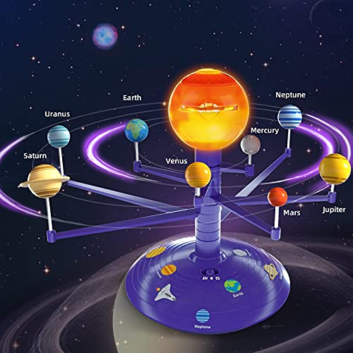 Science Can Kit de modelo de sistema solar con 8 planetas pintados, proyector de planetario, una exploración de planetas, juguetes de tallo regalo para niños y adolescentes, niñas y niños