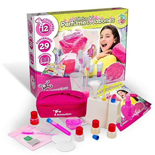 Science4you-Fábrica Haz magníficos Juguete Incluye Experimentos y un Libro Educativo Regalo Ideal para Niñas 8 9 10 11 12 Años, Color fábrica de perfumes y jabones (80002641)