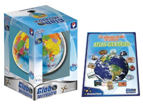 Science4you - Globo Terráqueo y Atlas Mundial, Libro Educativo, Globo Girable para Niños 6 7 8 9 10 Años