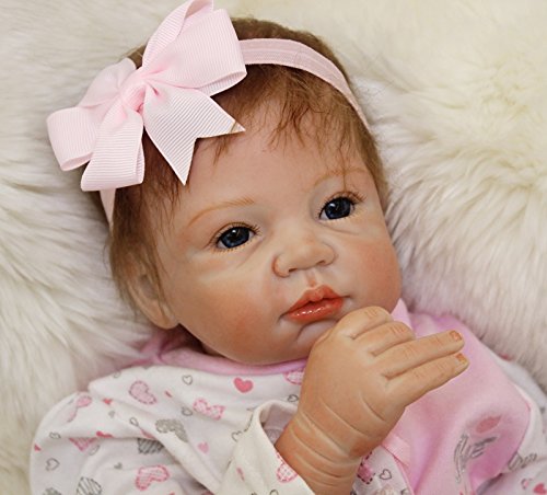 Scnbom 22pulgadas 55cm Bebes Reborn niñas Silicona muñecas Reales Recien Nacidos Toddler niño Realista Baby Dolls Girls Originales Ojos Abiertos Verdadero