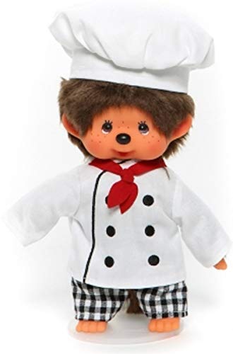 Sekiguchi Monchhichi 220441 - Jefe de Cocina (Peluche marrón, con Disfraz y Gorro de Chef, Aprox. 20 cm)