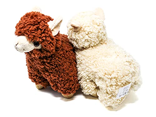 Selldorado® 2 peluches de lama / alpaca de peluche suave en marrón y beige, 22 cm para bebés y niños