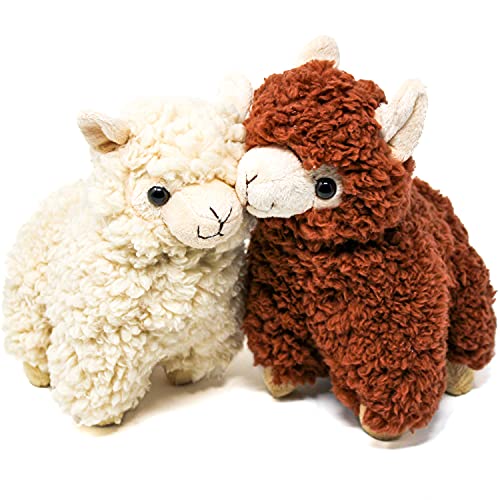 Selldorado® 2 peluches de lama / alpaca de peluche suave en marrón y beige, 22 cm para bebés y niños