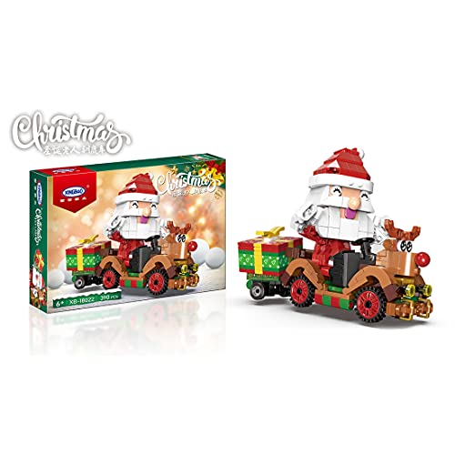 SENG Juego de construcción de la serie navideña, 390 piezas, diseño de Papá Noel, reno y coche, compatible con Lego