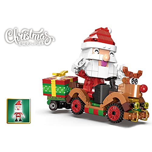 SENG Juego de construcción de la serie navideña, 390 piezas, diseño de Papá Noel, reno y coche, compatible con Lego